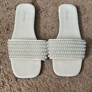 Pearl and rhinestone sandals